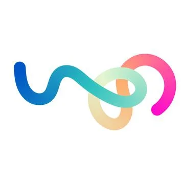 Abstract wavy gradient lines with fluid ribbon shapes, colorful 3D pattern, Stock Illustration