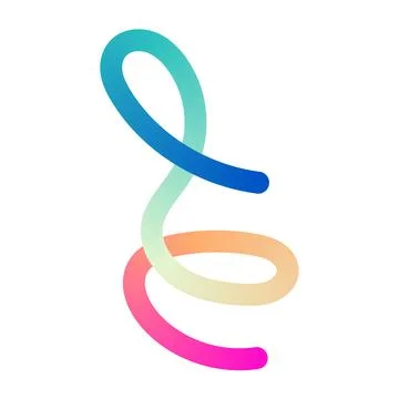 Abstract wavy gradient lines with fluid ribbon shapes, colorful 3D pattern, Stock Illustration