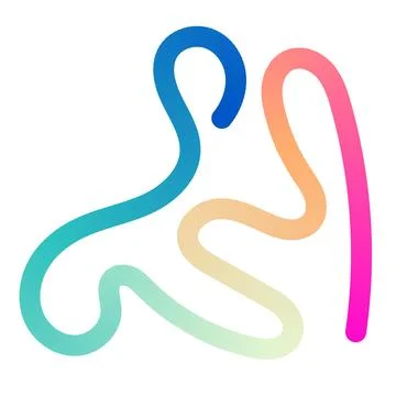 Abstract wavy gradient lines with fluid ribbon shapes, colorful 3D pattern, Stock Illustration