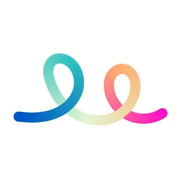 Abstract wavy gradient lines with fluid ribbon shapes, colorful 3D pattern, Stock Illustration