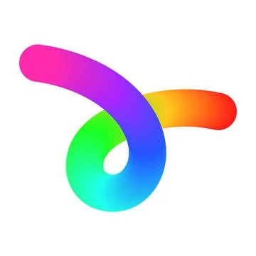 Abstract wavy gradient lines with playful squiggle shapes, colorful ribbon Stock Illustration