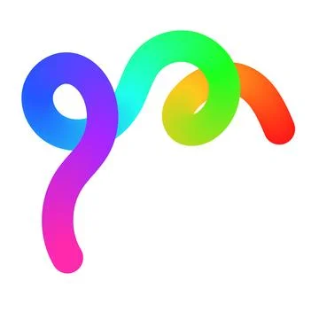 Abstract wavy gradient lines with playful squiggle shapes, colorful ribbon Stock Illustration