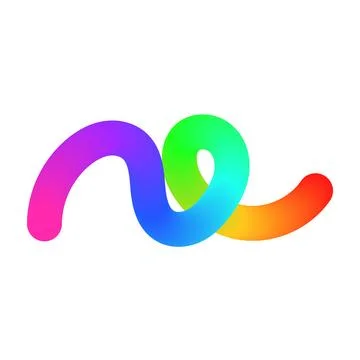 Abstract wavy gradient lines with playful squiggle shapes, colorful ribbon Stock Illustration