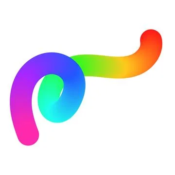 Abstract wavy gradient lines with playful squiggle shapes, colorful ribbon Stock Illustration