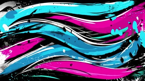 Abstract Wavy Graffiti Background With Cyan and Magenta Paint Ribbons Stock Footage 315504612