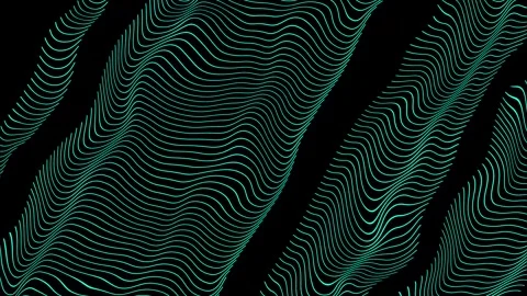Abstract Wavy Green Lines Pattern on Black Background Texture Illustration	 Stock Footage 317437378