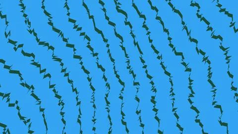 Abstract wavy green lines pattern on a blue background Stock Illustration