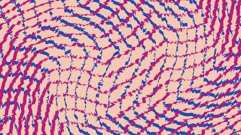 Abstract wavy grid pattern with pink blue and red lines Stock Illustration