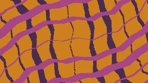 Abstract wavy grid pattern in purple and mustard yellow Stockillustratie