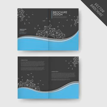 Abstract wavy half-fold brochure template Stock Illustration