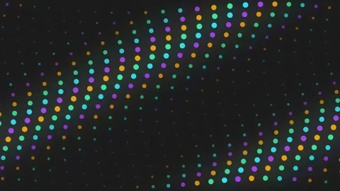 Abstract wavy halftone pattern featuring colorful glowing dots arranged in Stock Footage 345315614