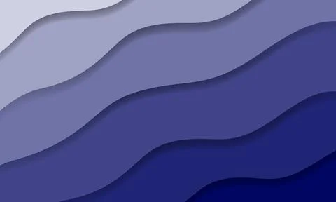 Abstract wavy layers in blue gradient tones. flowing lines. Illustrazione stock
