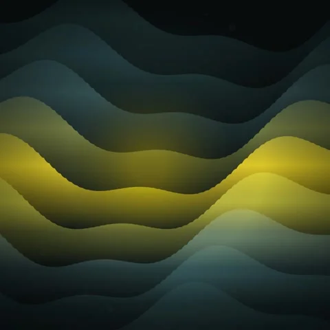 Abstract Wavy Layers Gradient Background - Yellow Blue Dark Waves Flow Stock Footage 347810998