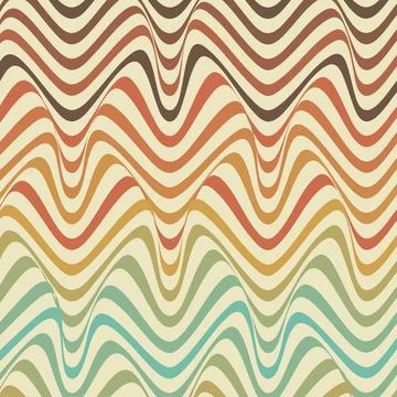 Abstract wavy line art background retro color Stock Illustration
