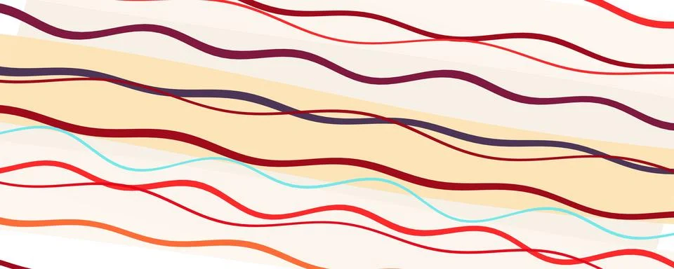 Abstract Wavy Line Background With Flowing Red, Burgundy, Cyan And Orange Stock Illustration