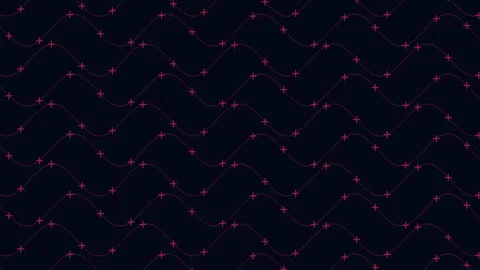 Abstract wavy line pattern background with pink crosses on dark navy footage Stock Footage 333151753
