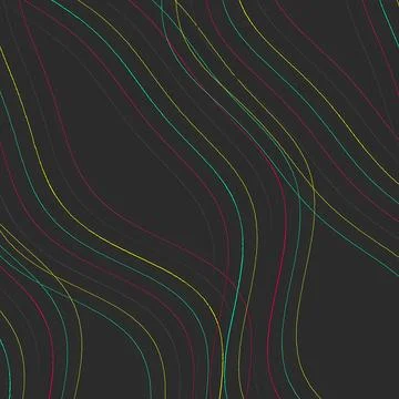 Abstract Wavy Line Pattern Background with Yellow, Teal, and Magenta Curves Illustrazione stock