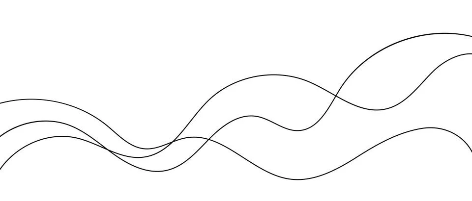 Abstract wavy line pattern in black and white. Curved doodle chaotic illust.. Stock Illustration