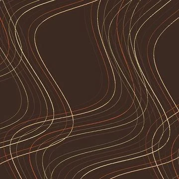 Abstract Wavy Line Pattern on Dark Brown Background, Elegant Earthy Tone Curvy Illustrazione stock