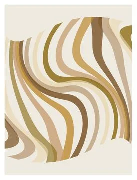 Abstract wavy line pattern design in muted earthy tones on light beige back.. Stock Illustration