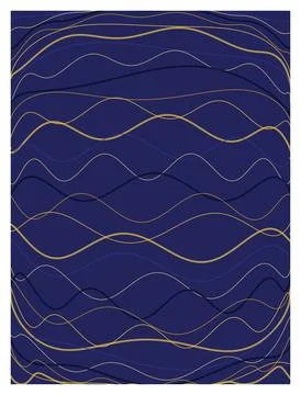 Abstract wavy line pattern with elegant flowing curves on deep blue backgroun Stock Illustration