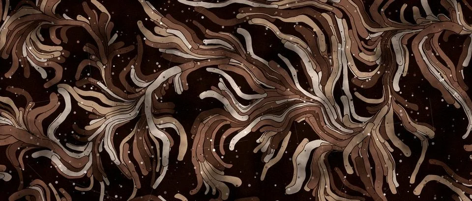 Abstract wavy line pattern in warm brown and cream tones, forming an intricate Stock Illustration