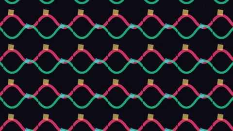 Abstract wavy line patterns with geometric shapes in continuous repeating Stock Footage 345315811