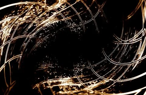 Abstract wavy linear network comming out from dark background. Lines with music Stock Illustration