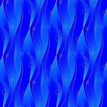 Abstract wavy lines and circles pattern blue violet yellow vertically a Stock Illustration