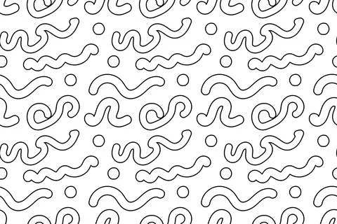 Abstract Wavy Lines and Dots Seamless Coloring Page Stock Illustration