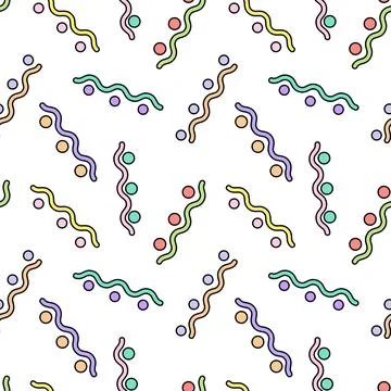 Abstract Wavy Lines and Dots Seamless Pattern Stock Illustration