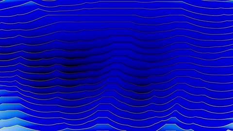 Abstract Wavy Lines Animation in Blue and Gold Hypnotic Motion Background Stock Footage 313488899