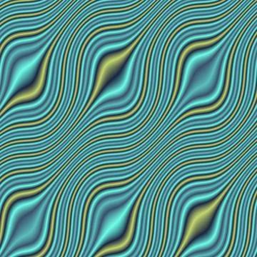 Abstract wavy lines background with fluid turquoise and gold flowing curves.. Stock Illustration