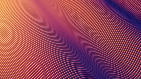 Abstract wavy lines background looped animation. 3D rendering of bright orange Stock Footage 197775713