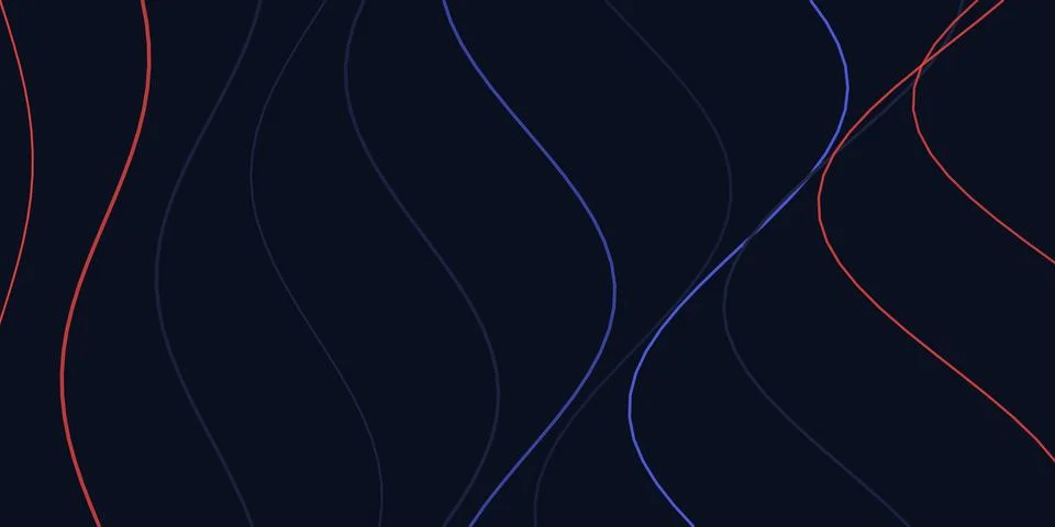 Abstract wavy lines background with red and blue curves Stock Illustration