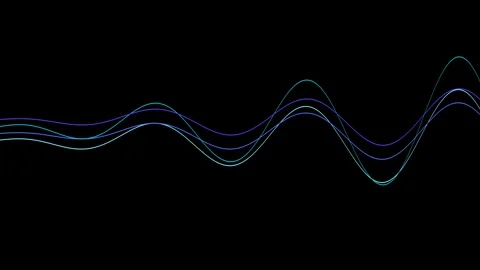 Abstract Wavy Lines on Black Background Representing Digital Data and Sound.. Stock Footage 339156047