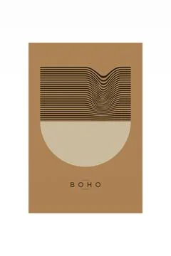 Abstract Wavy Lines Boho Wall Art Decor Stock Illustration