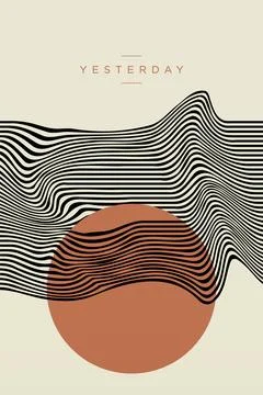Abstract Wavy Lines Boho Wall Art Decor Stock Illustration