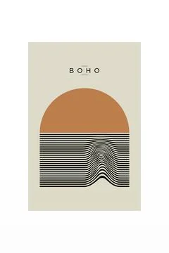 Abstract Wavy Lines Boho Wall Art Decor Stock Illustration