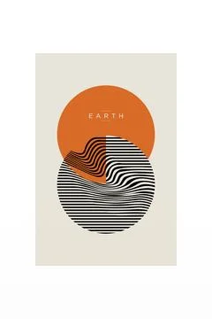 Abstract Wavy Lines Boho Wall Art Decor Stock Illustration