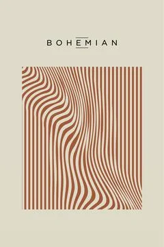 Abstract Wavy Lines Boho Wall Art Decor Stock Illustration