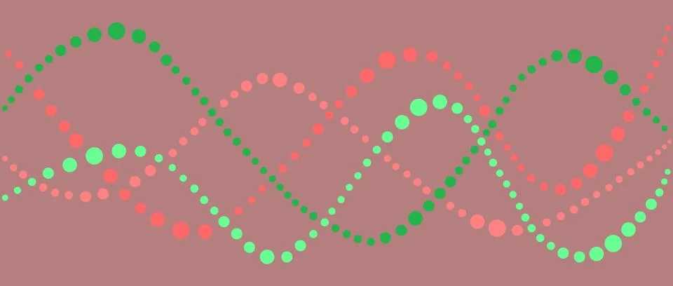 Abstract wavy lines of colored dots forming a DNA-like helix pattern イラスト素材