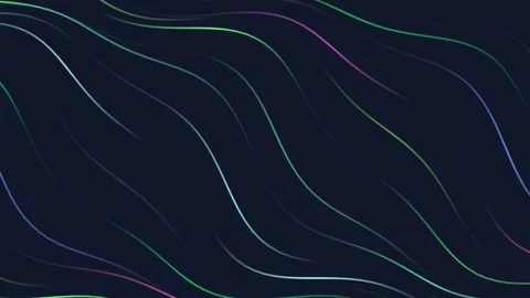 Abstract wavy lines in cool colors on a dark background, digital art Stock Footage 329358425