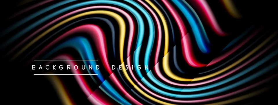 Abstract wavy lines create vibrant background. Colors blend, forming fluid Stock Illustration
