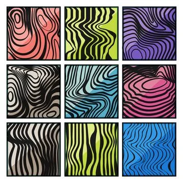 Abstract wavy lines creating modern optical illusion patterns イラスト素材