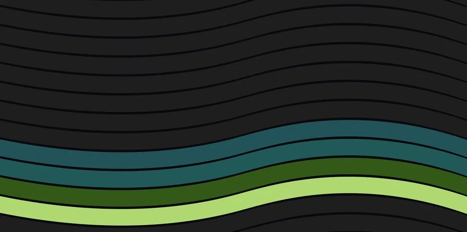 Abstract wavy lines in dark gray with green and blue accents Stock Illustration