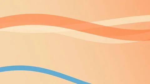 Abstract wavy lines flow across a warm peach and orange gradient with a blu.. Stock Illustration