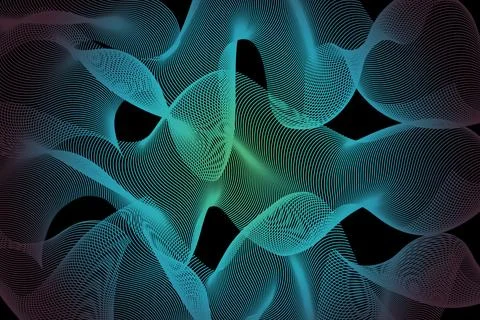 Abstract wavy lines forming dynamic visual patterns with gradient colors on Ilustração Stock