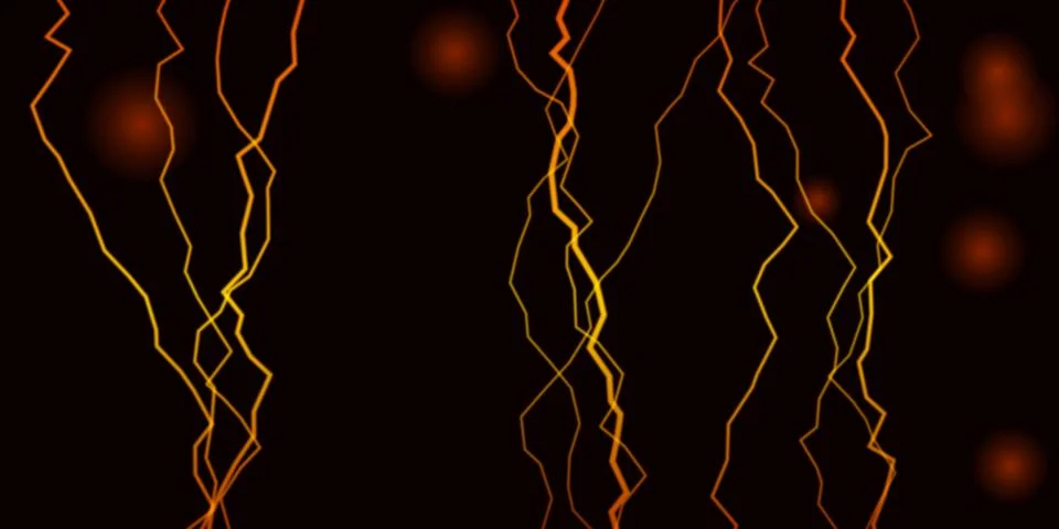 Abstract wavy lines with glowing particles on black background Stock Illustration