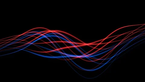 Abstract Wavy Lines of Light Moving on a Dark Background. Stock Footage 339916314